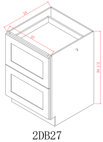 Base 27" - Hunter Green 27 Inches 2 Drawer Base Cabinet