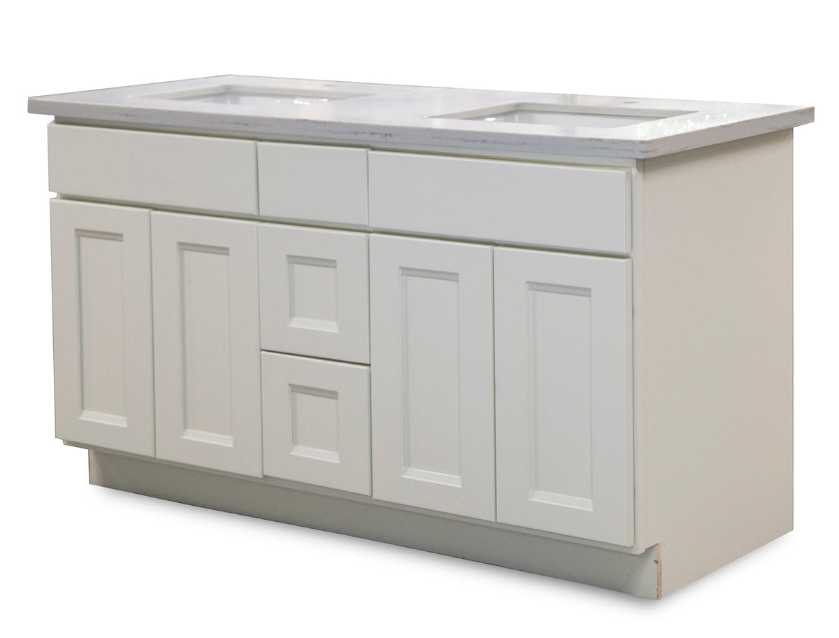 60" Vanity Almond White (Without sink and countertop) Single or Double Sinks - ZCBuildingSupply