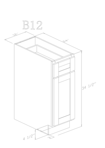 Base 12"- Almond White 12 Inch Base Cabinet - ZCBuildingSupply