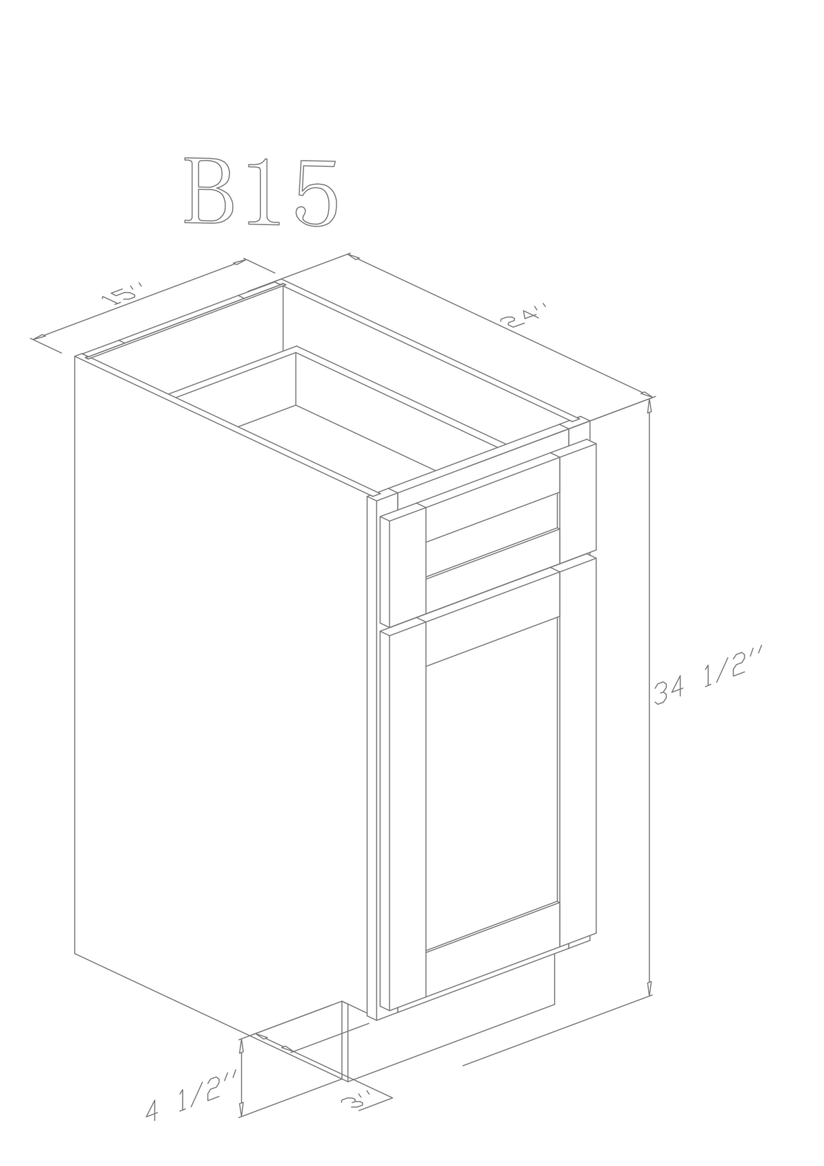 Base 15"- American Oak 15 Inch Base Cabinet