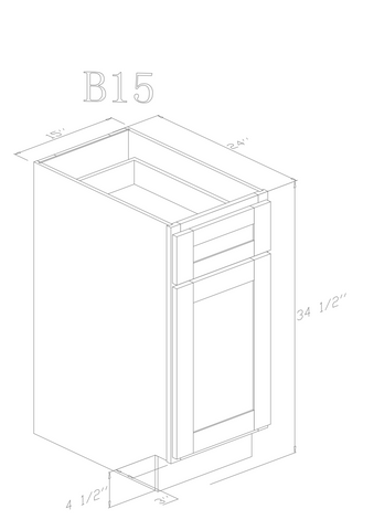 Base 15"- American Oak 15 Inch Base Cabinet