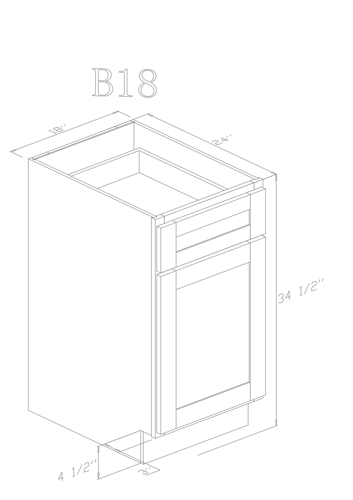 Base 18" - Slim White Shaker 18 Inch Base Cabinet - ZCBuildingSupply