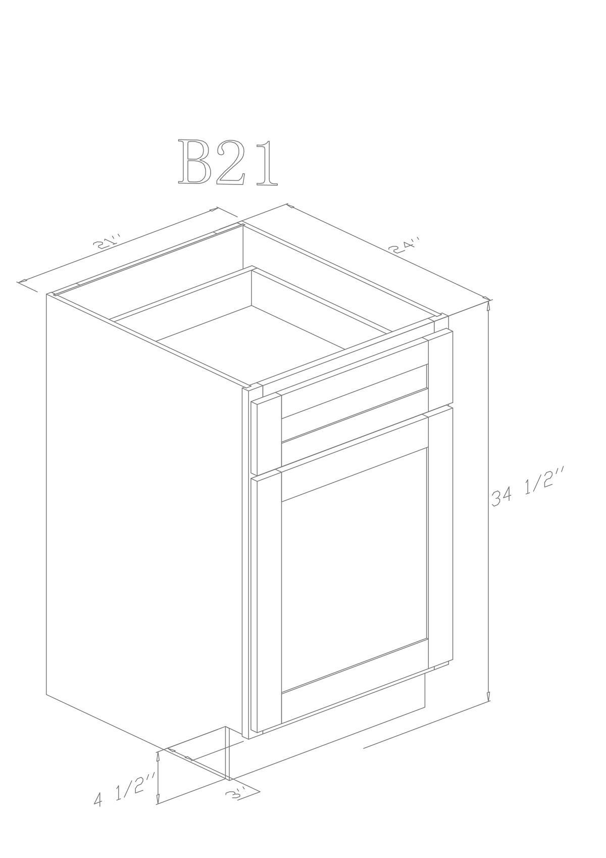 Base 21" - Cognac 21 Inch Base Cabinet - ZCBuildingSupply