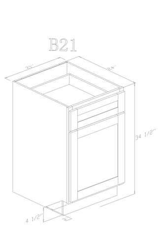 Base 21" - American Oak 21 Inch Base Cabinet