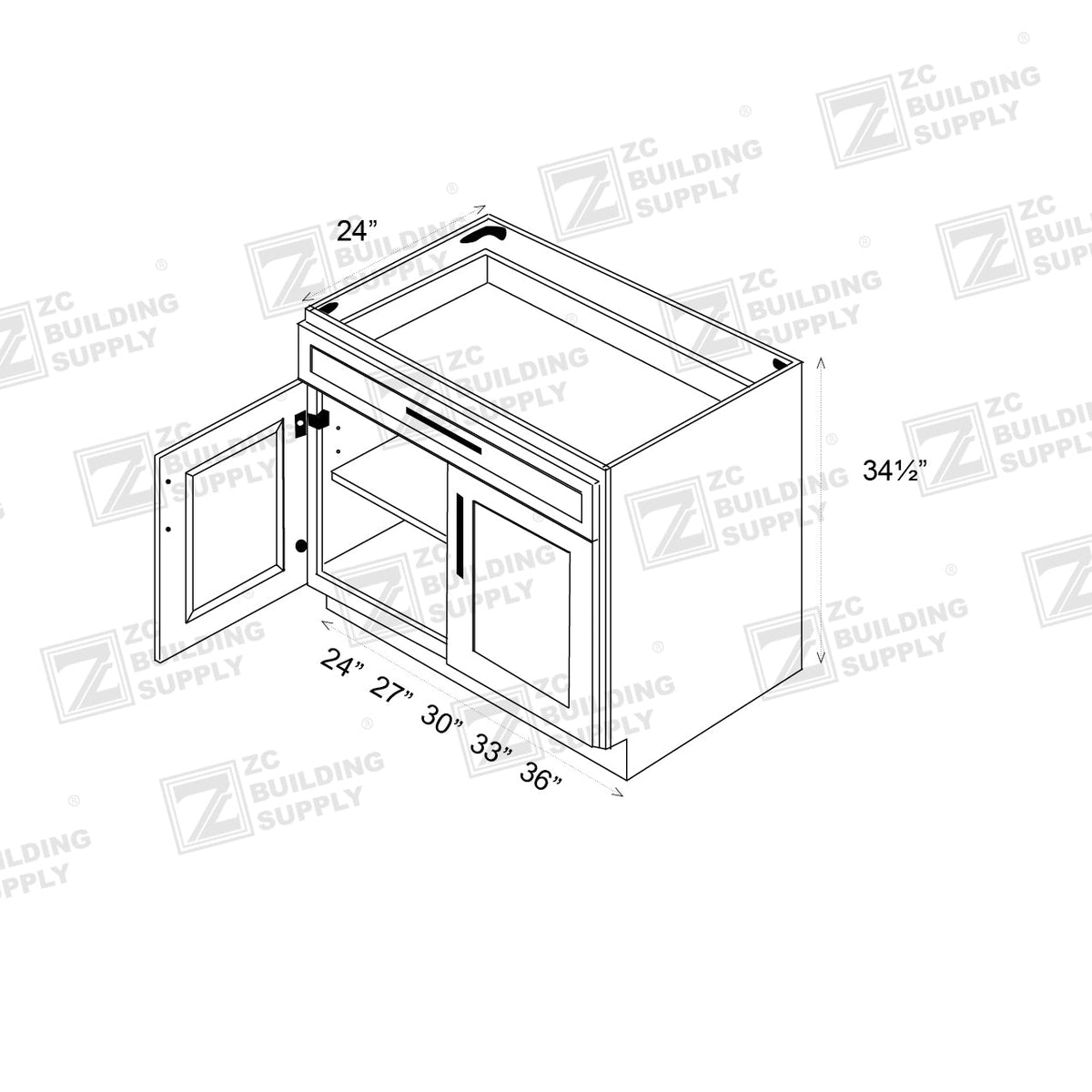 Base 24" - Ethan Green 24 Inches Sink Base Cabinet