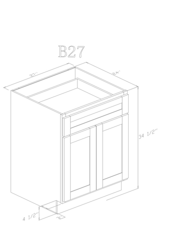 Base 27" - Pure Black 27 Inches Base Cabinet/27"