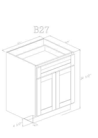 Base 27" - Modern Grey 27 Inch Base Cabinet - ZCBuildingSupply