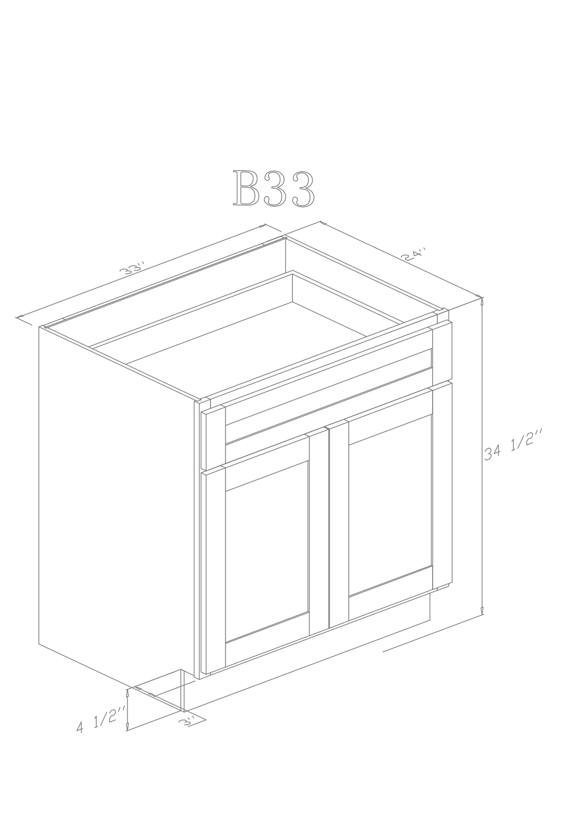 Base 33"- Natural Shaker 33 Inches Base Cabinet