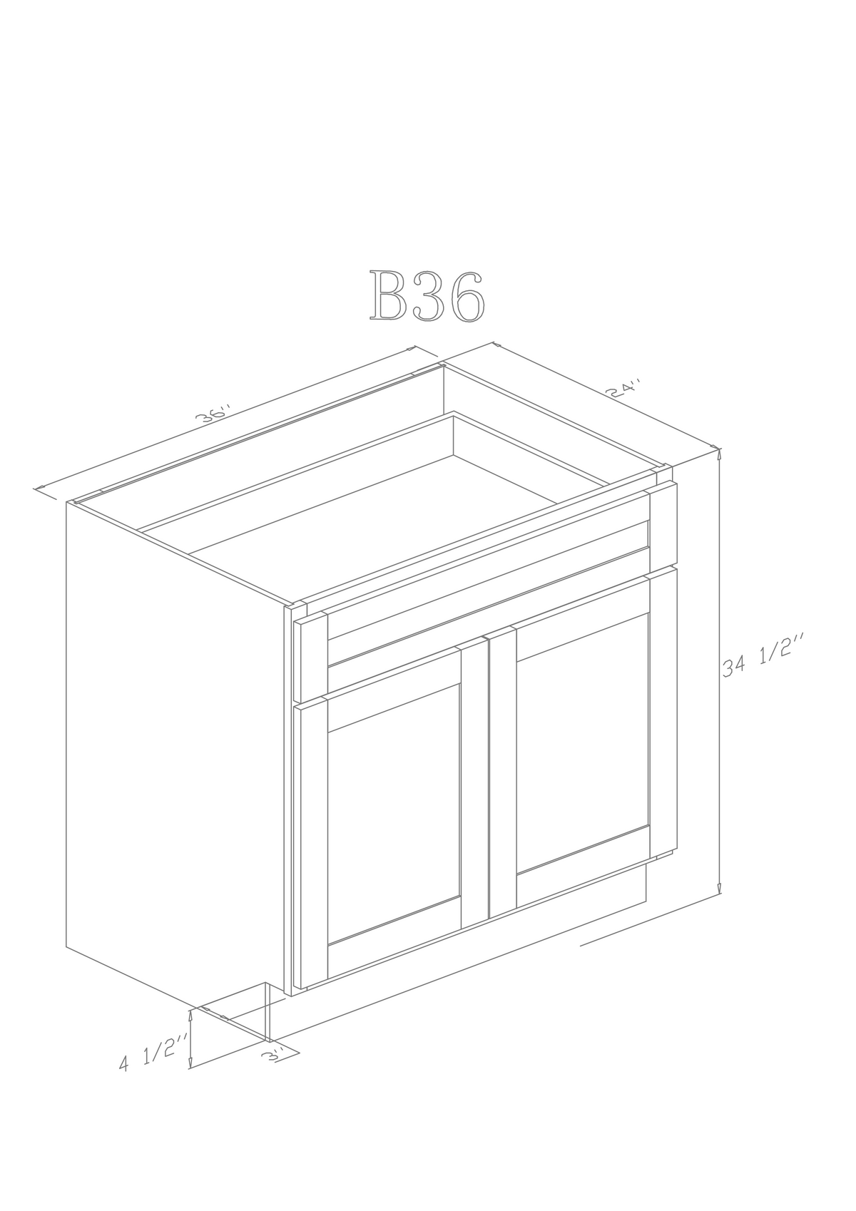 Base 36" - American Oak 36 Inch Base Cabinet