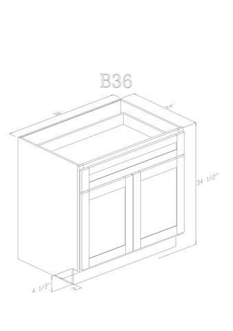 Base 36" - American Oak 36 Inch Base Cabinet