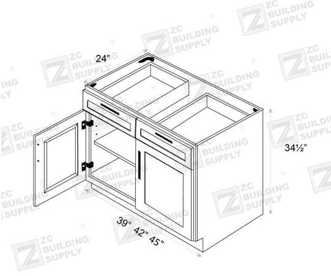 Base 42" - Pure Grey 42 Inches Base Cabinet