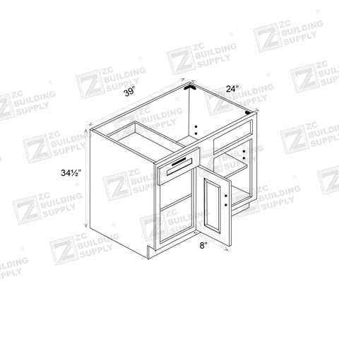 Base 39" - Honey Oak 39 Inch Blind Corner Base Cabinet