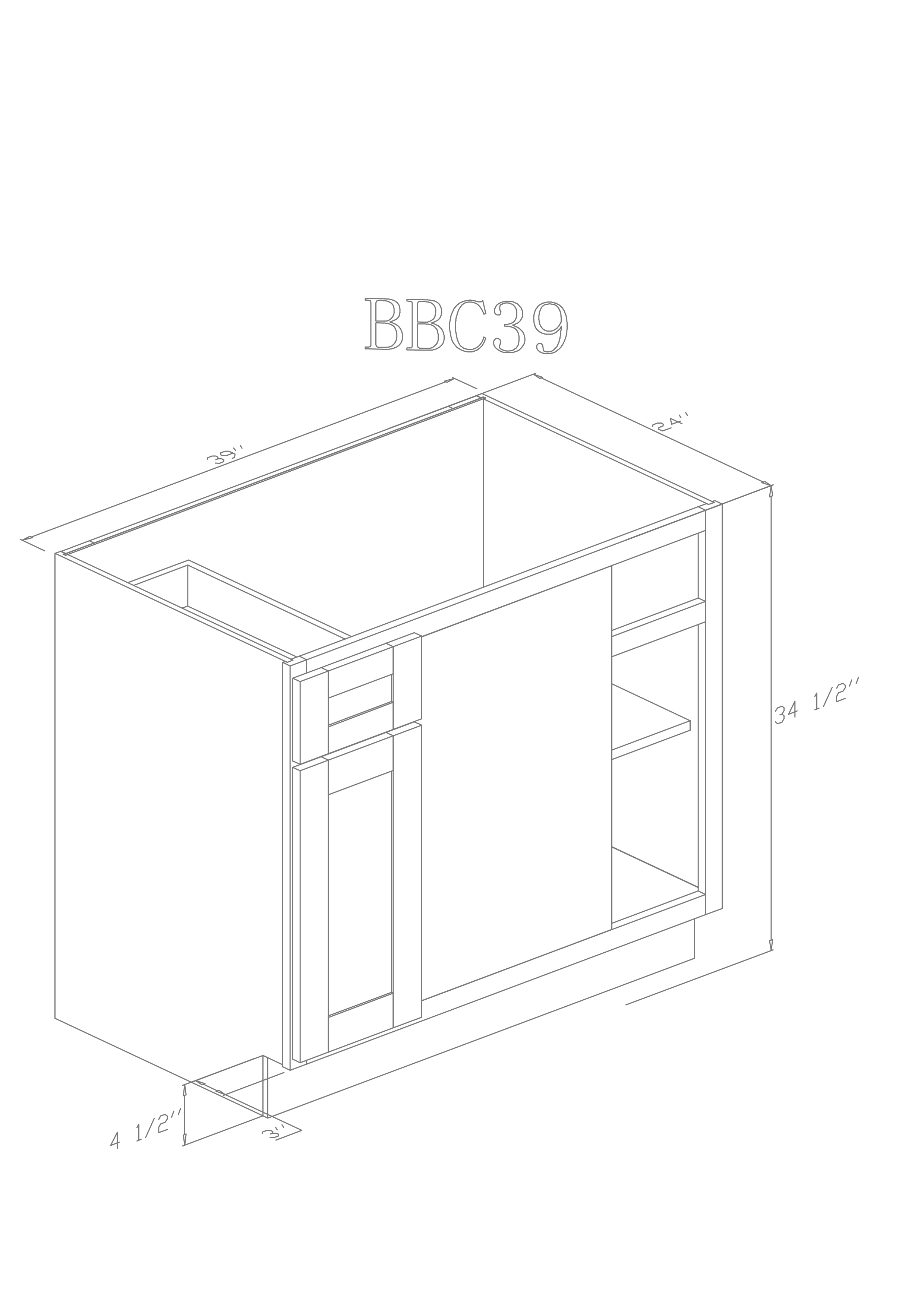 Base 39" - Modern Grey 39 Inch Blind Corner Base Cabinet - ZCBuildingSupply