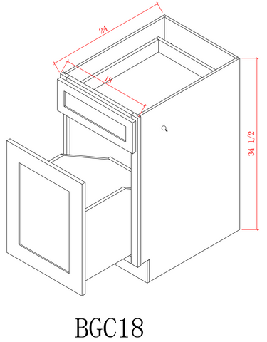 Base 18" - American Oak 18 Inch Garbage Base Cabinet (Soft close)