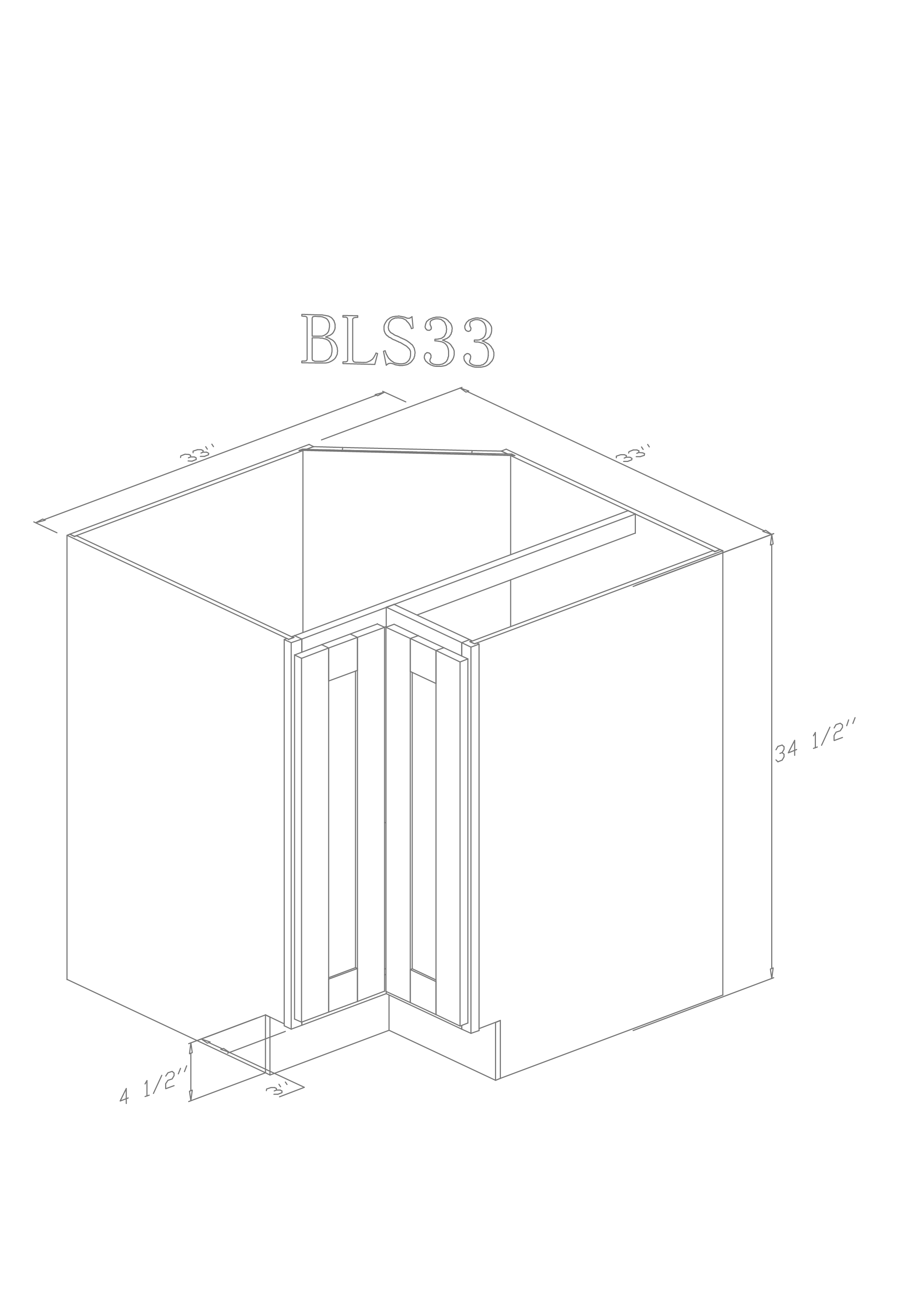 Base 33" - Ashton Grey 33 Inches Lazy Susan Base Cabinet