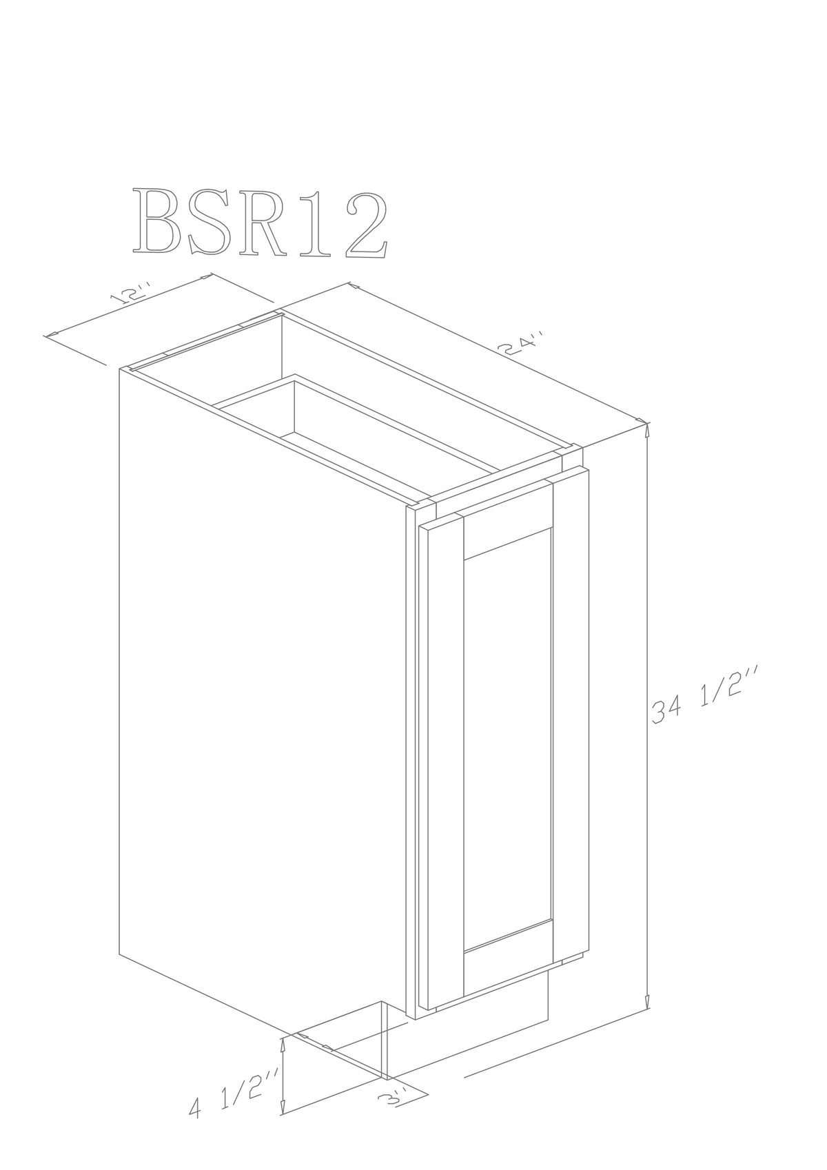 Base 12" - American Oak 12 Inch Spice Base Cabinet