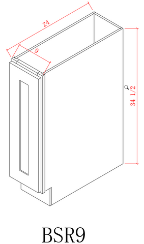 Base 09" - Slim White Shaker 9 Inches Spice Base Cabinet