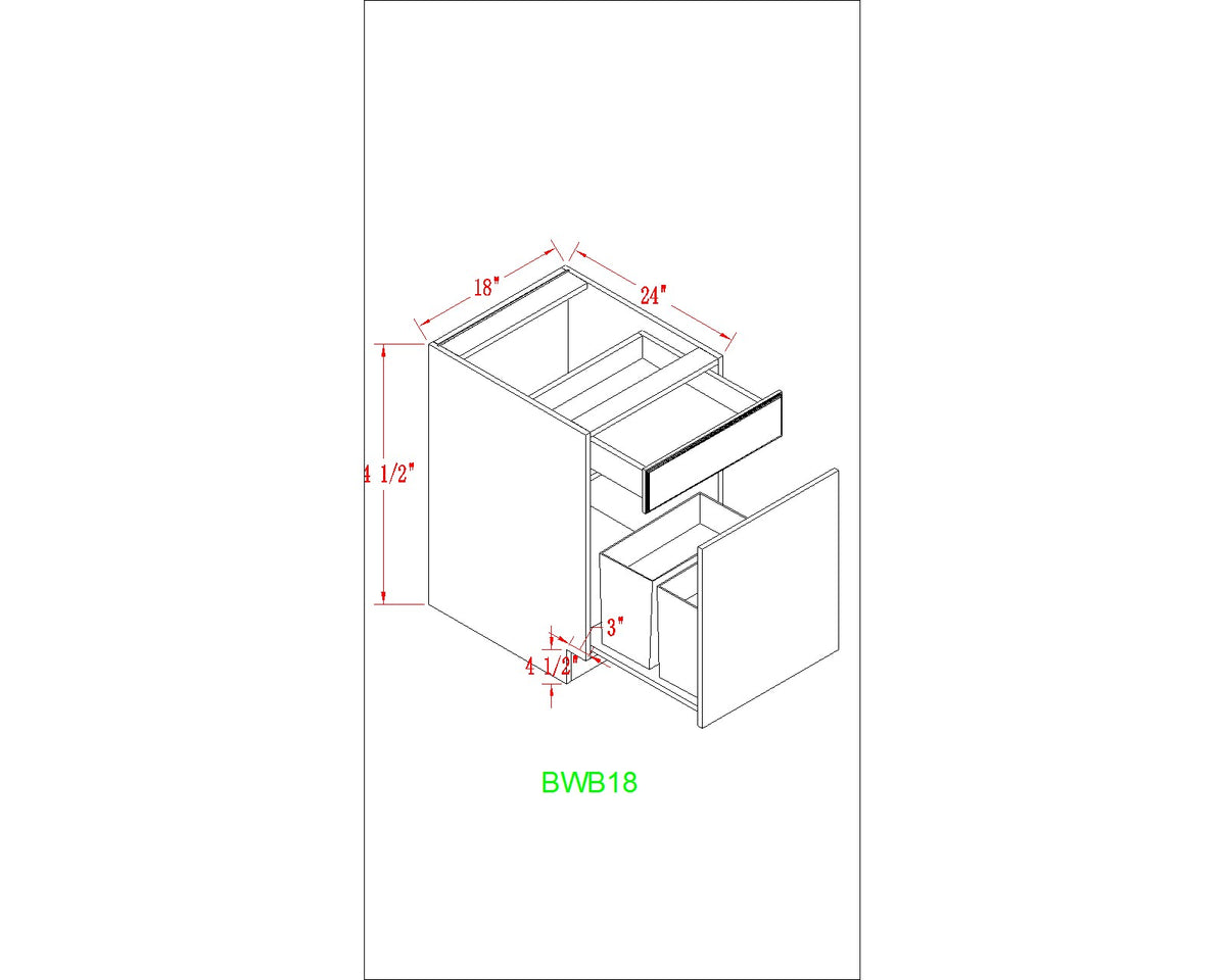 Base 18" - Dusty Grey 18 Inches Garbage Base Cabinet