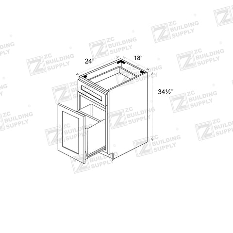 Base 18" - Ethan Green 18 Inches Garbage Base Cabinet - ZCBuildingSupply