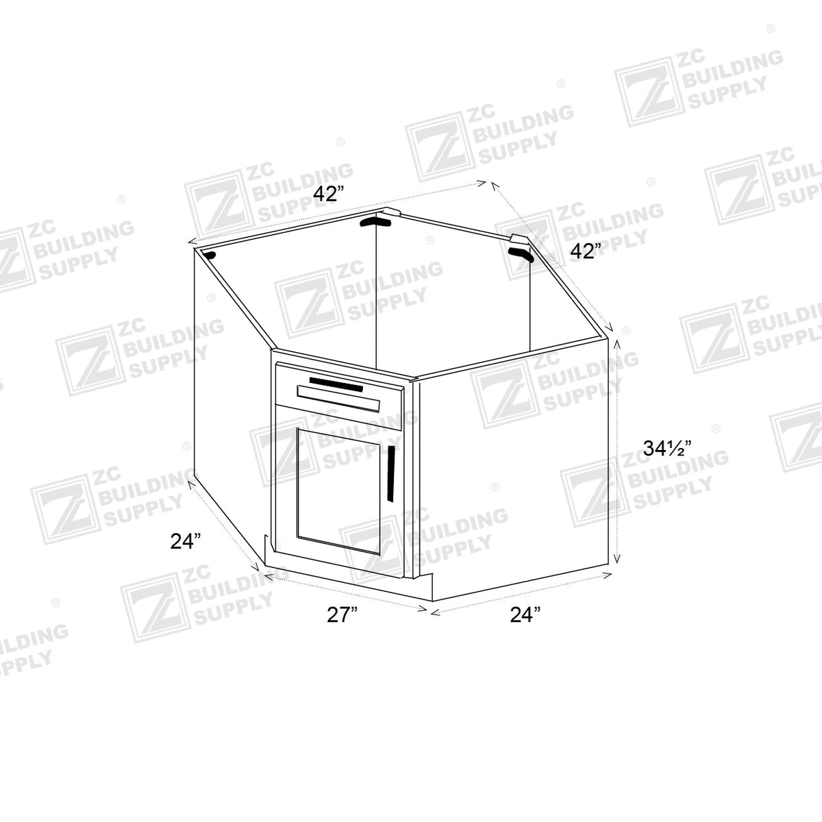 Base 27" - Almond White Corner Sink Cabinet 27"