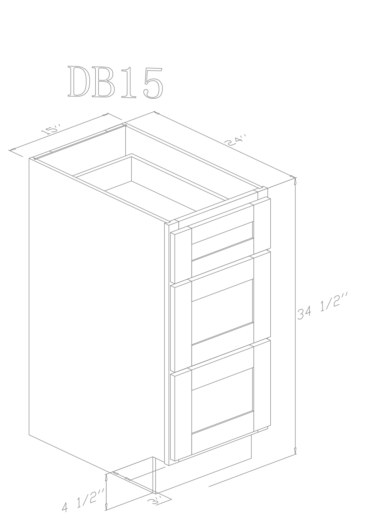 Base 15" - Almond White 15 Inch Drawer Base Cabinet - ZCBuildingSupply