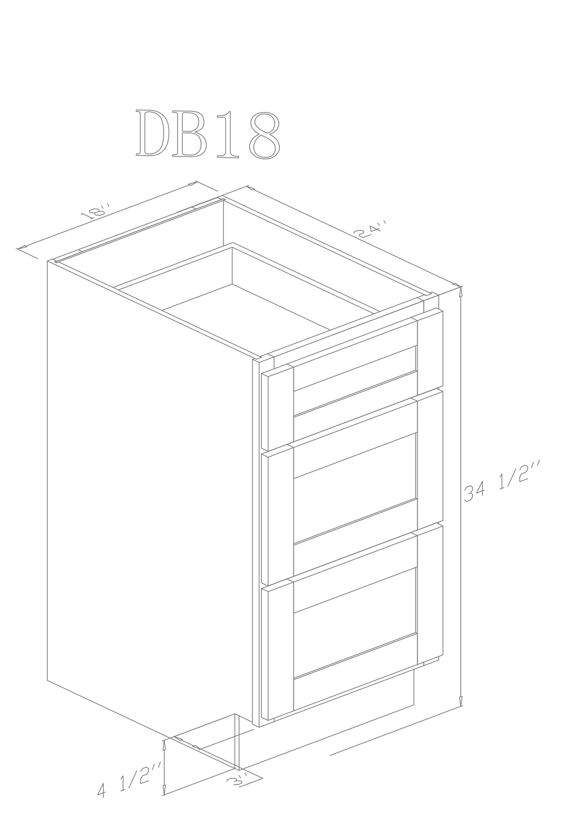 Base 18" - Cognac 18 Inch Drawer Base Cabinet - ZCBuildingSupply