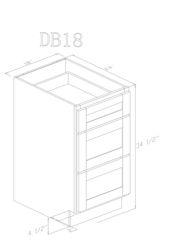 Base 18" - Hunter Green 18 Inch Drawer Base Cabinet - ZCBuildingSupply