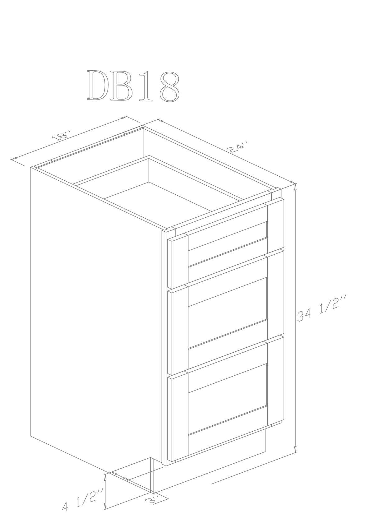 Base 18" - Athens 18 Inch Drawer Base Cabinet - ZCBuildingSupply