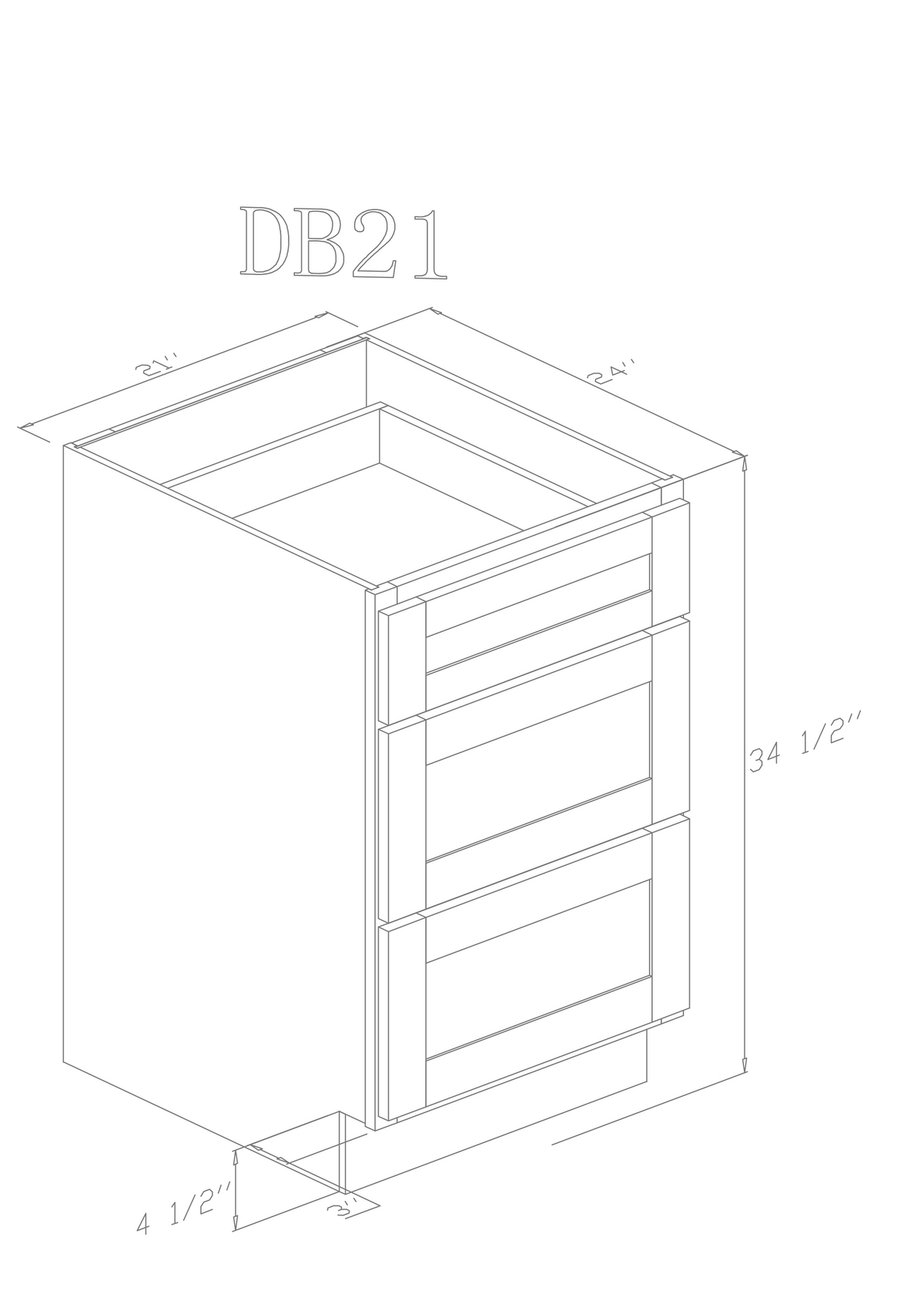 Base 21" - Hunter Green 21 Inch Drawer Base Cabinet - ZCBuildingSupply