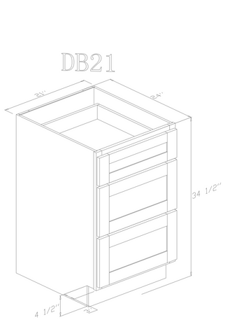 Base 21" - Pure Grey 21 Inch Drawer Base Cabinet - ZCBuildingSupply