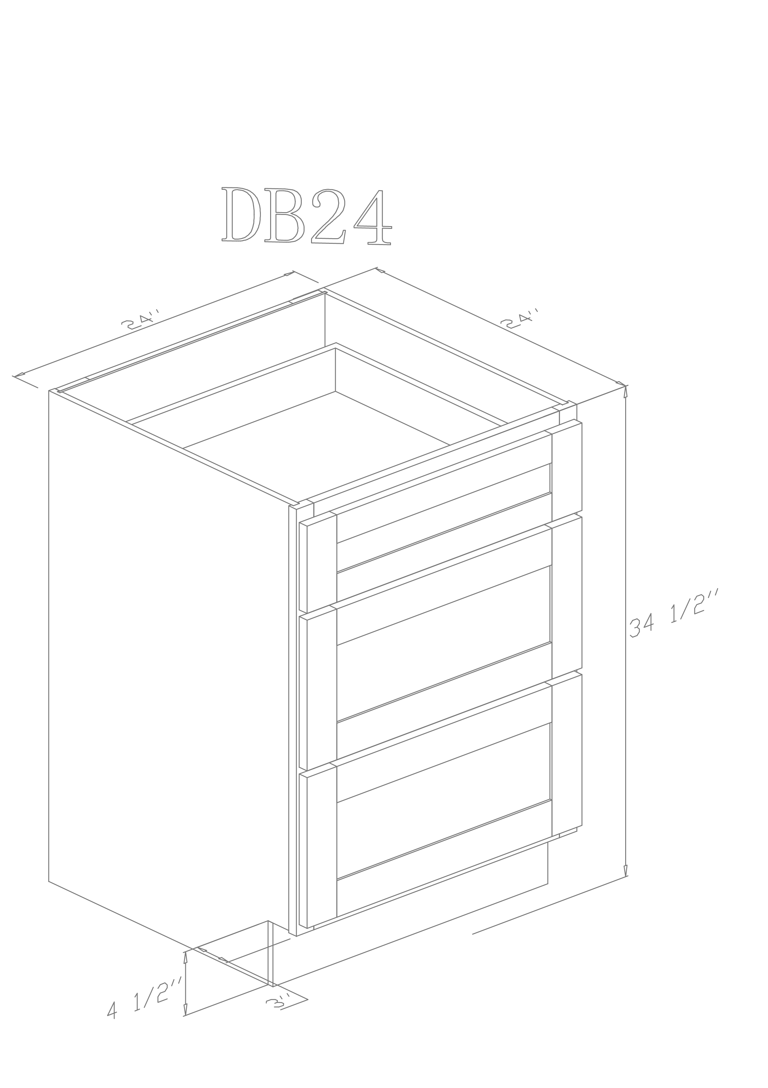 Base 24" - Modern Grey 24 Inch Drawer Base Cabinet - ZCBuildingSupply