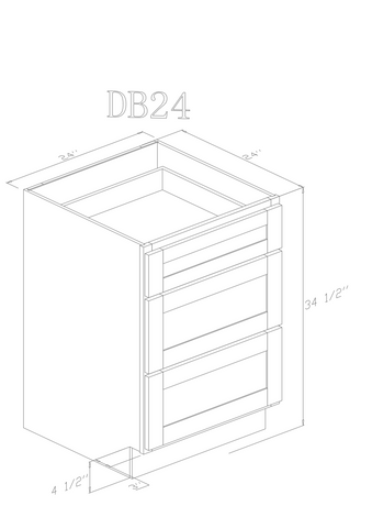 Base 24" - Modern Grey 24 Inch Drawer Base Cabinet - ZCBuildingSupply