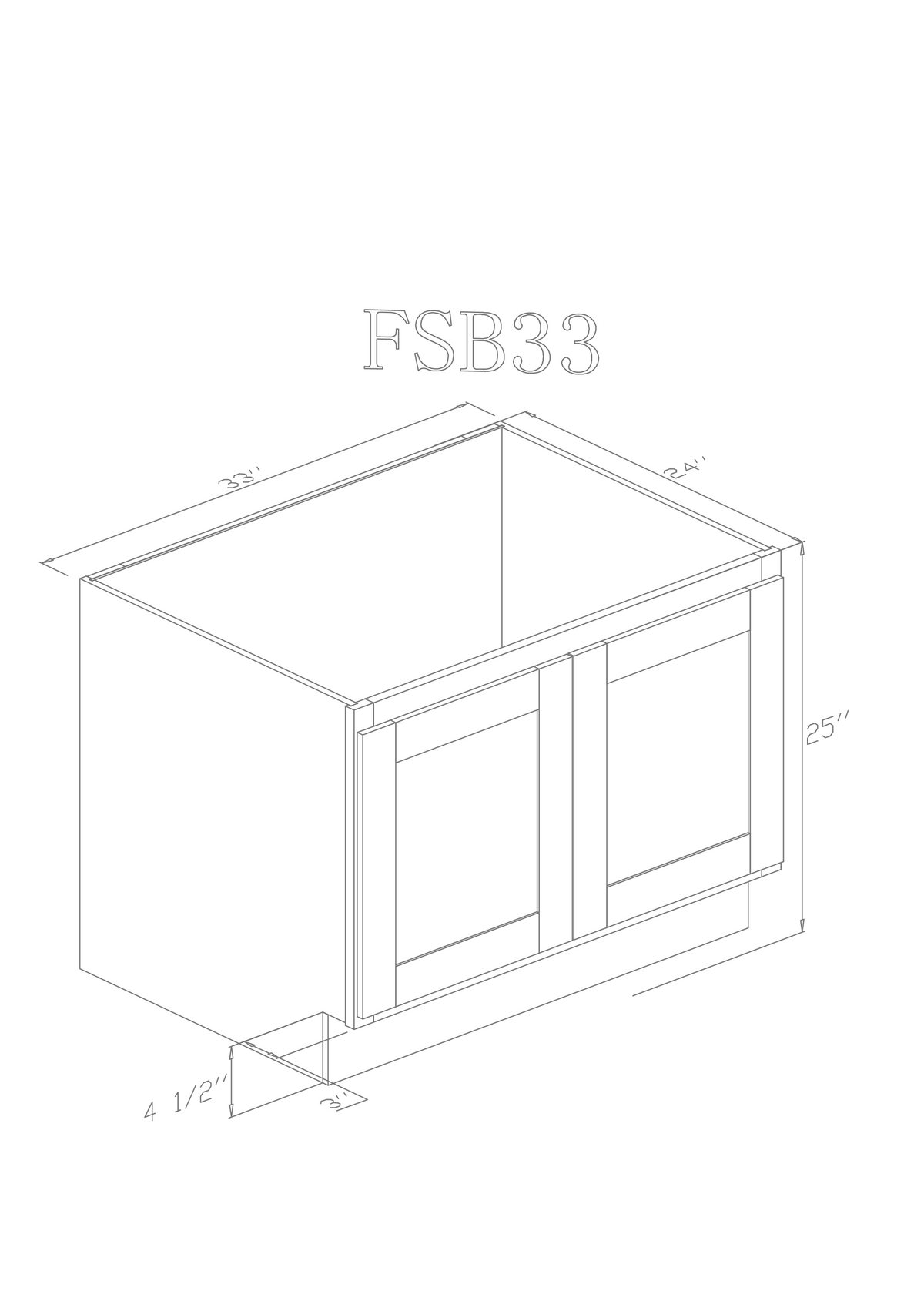 Base 33" - Pure Black 33 inches Farm Sink Base Cabinet /33"