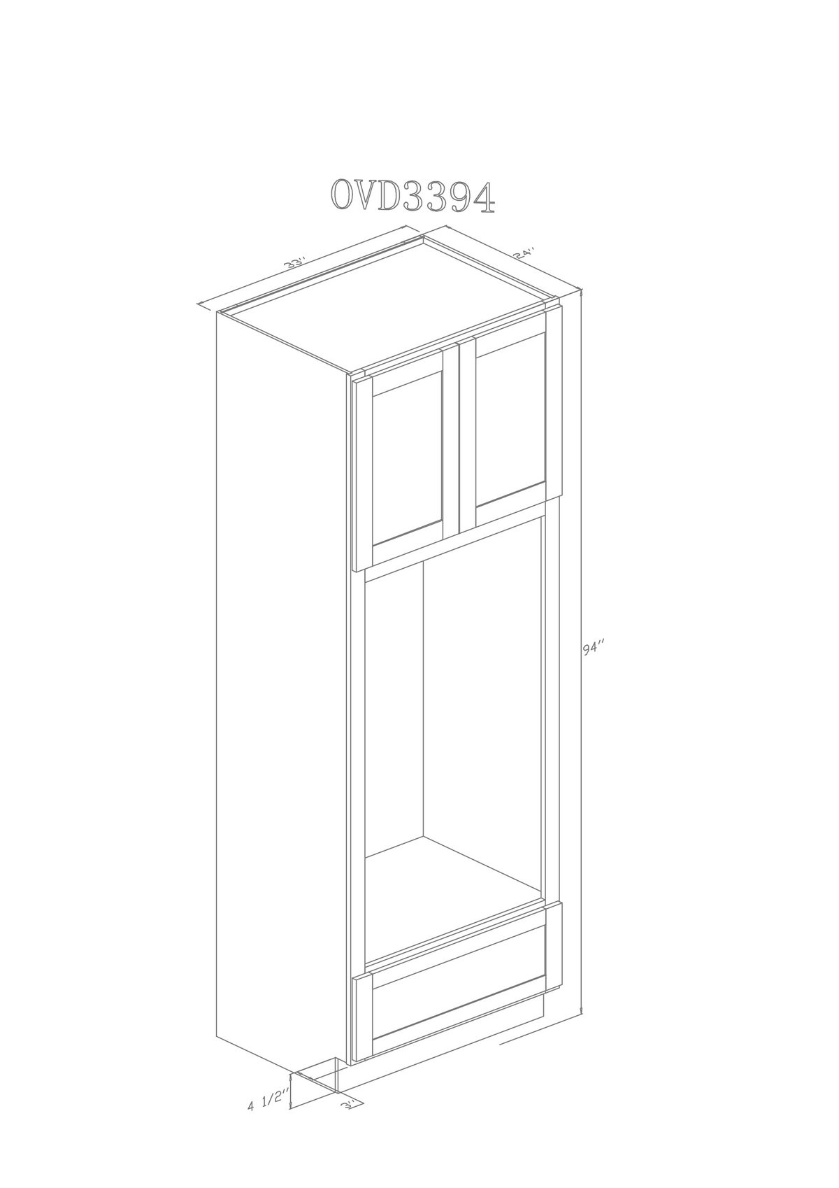 Tall 33" - Pure White 33 Inch Oven Cabinet - ZCBuildingSupply