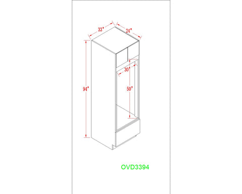 Tall 33" - Shiny White 33 Inches Oven Cabinet