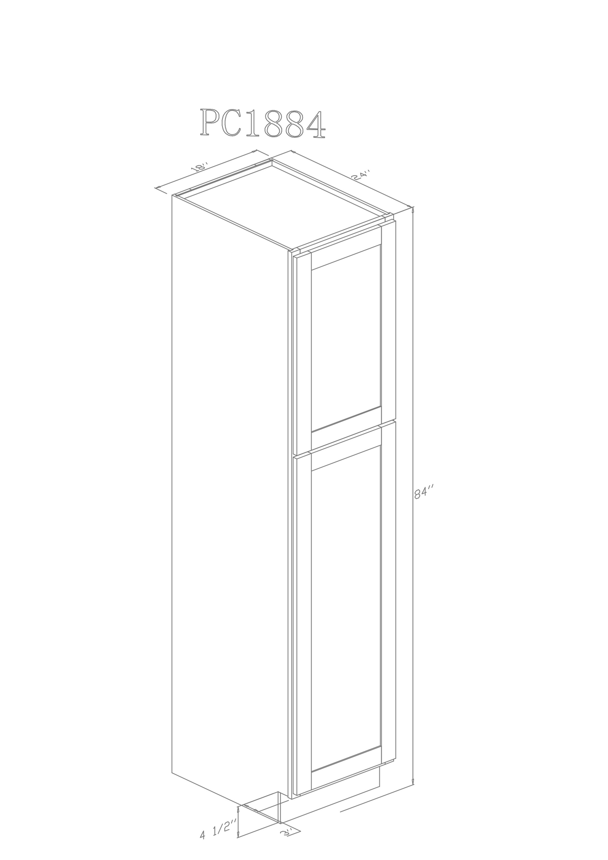 Tall 18" - Pure Grey 18 Inch Pantry Cabinet - ZCBuildingSupply