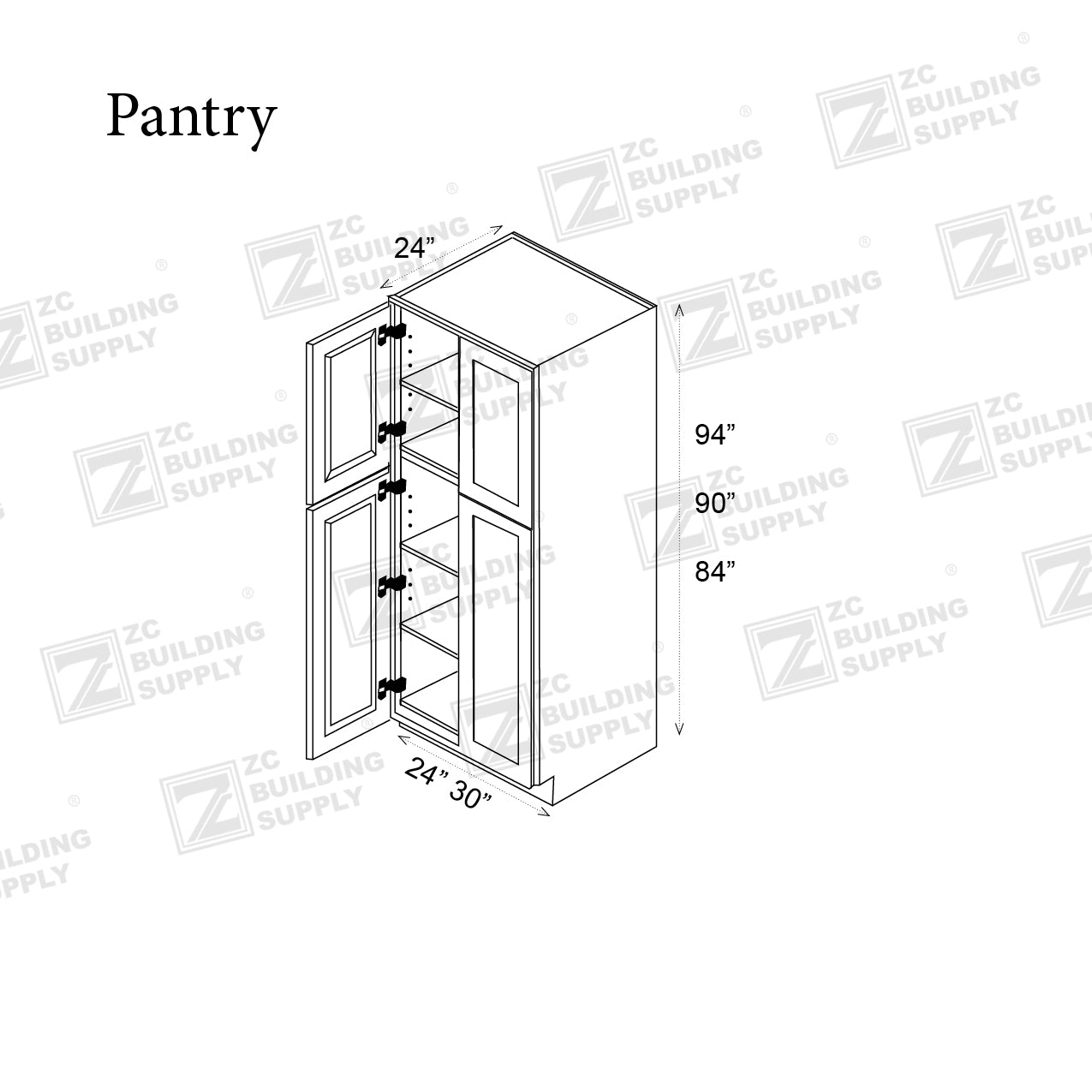 Tall 24" - Hunter Green 24 Inches Pantry Cabinet