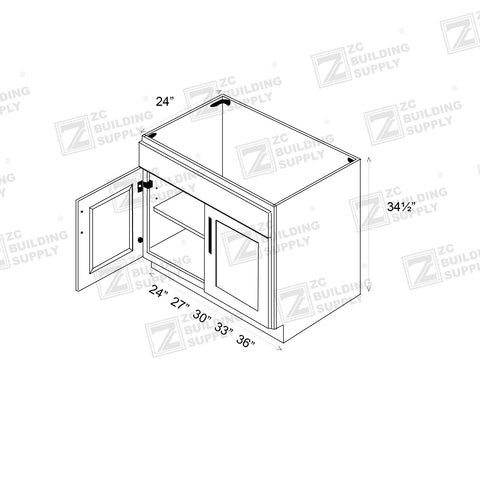 Base 27" - Blue Shaker 27 Inches Sink Base Cabinet