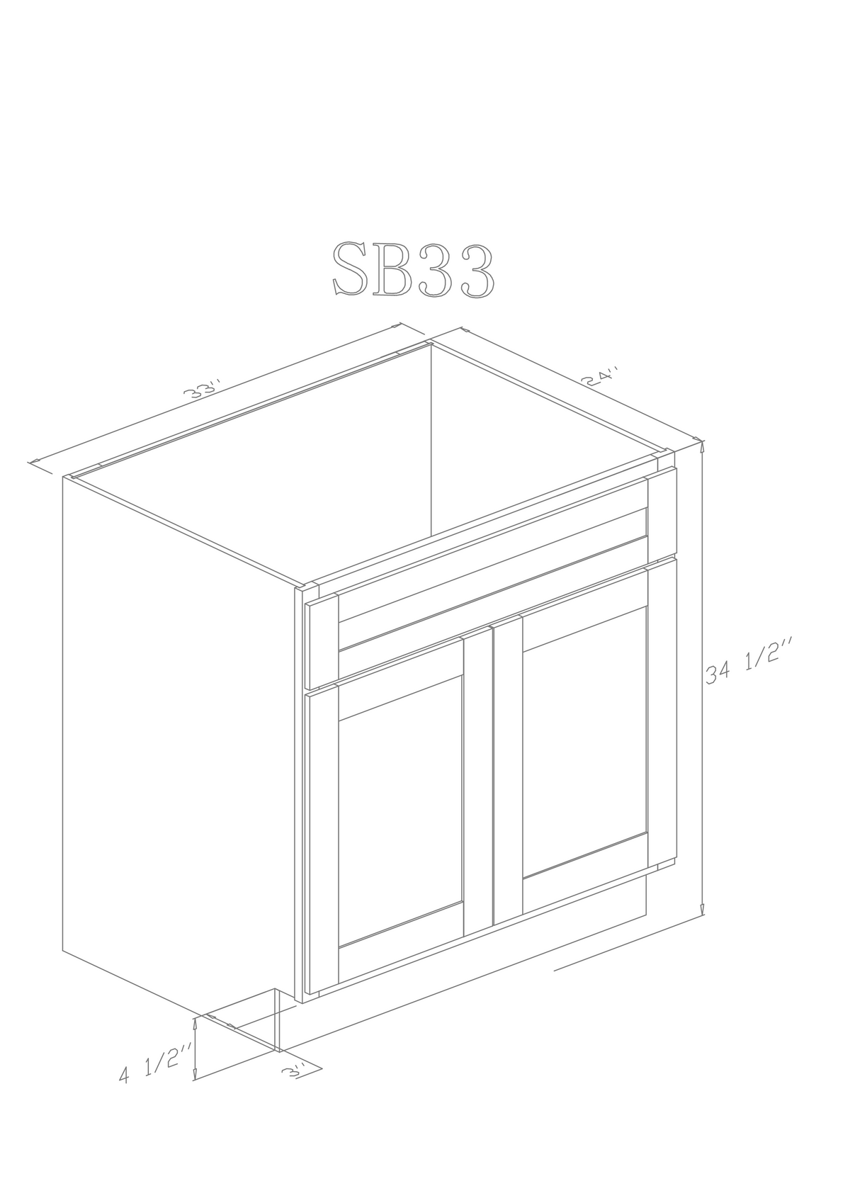 Base 33" - American Oak 33 Inch Sink Base Cabinet