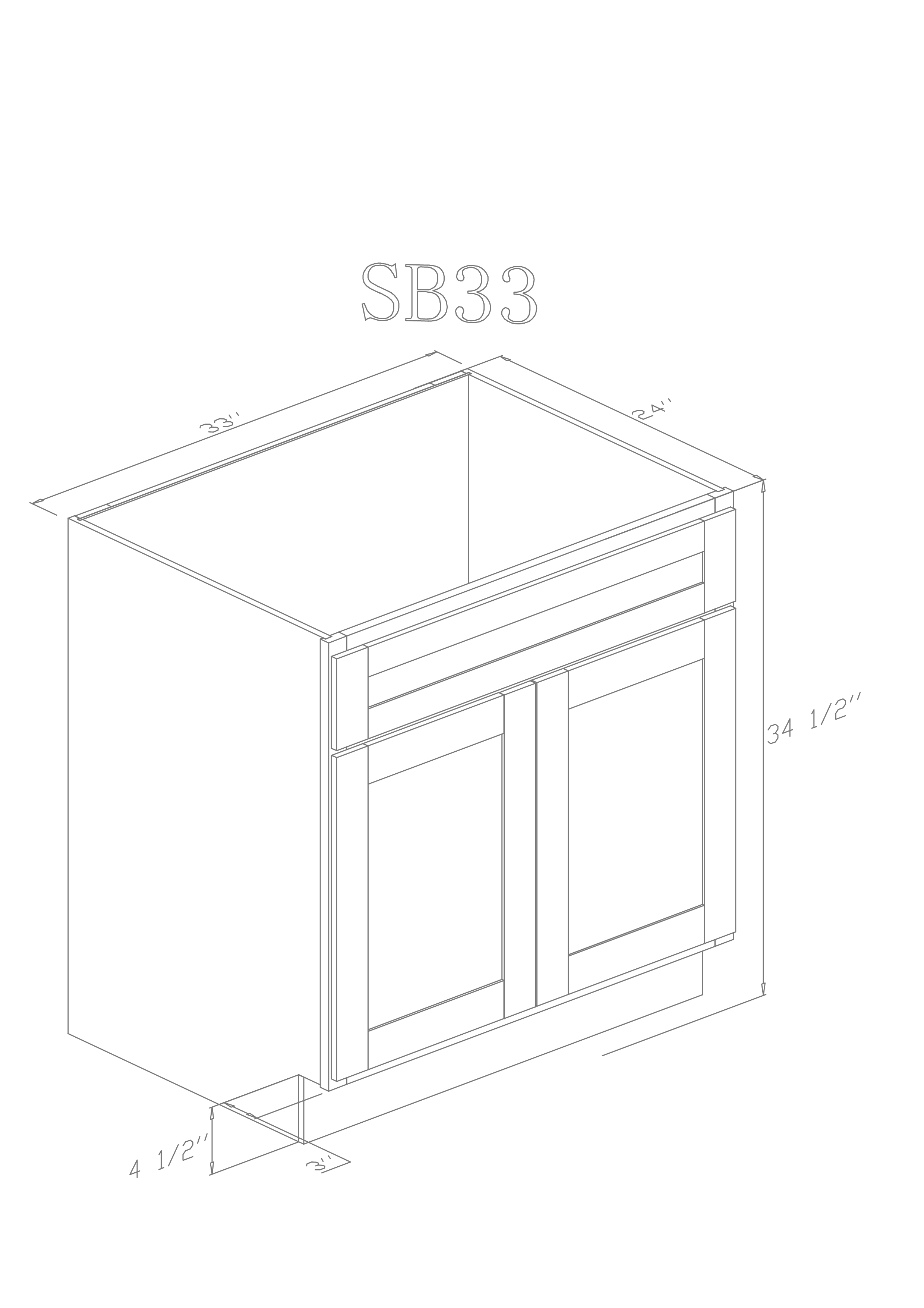 Base 33" - Slim White Shaker 33 Inch Sink Base Cabinet - ZCBuildingSupply