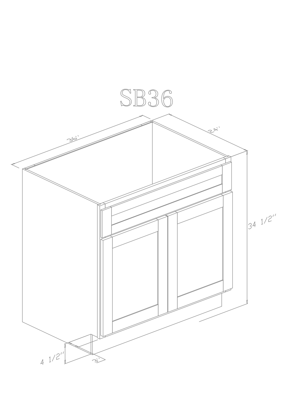 Base 36" - American Oak 36 Inch Sink Base Cabinet