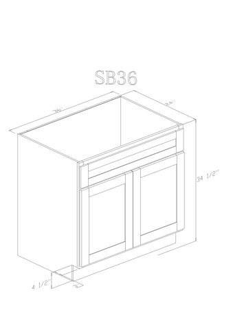 Base 36" - American Oak 36 Inch Sink Base Cabinet