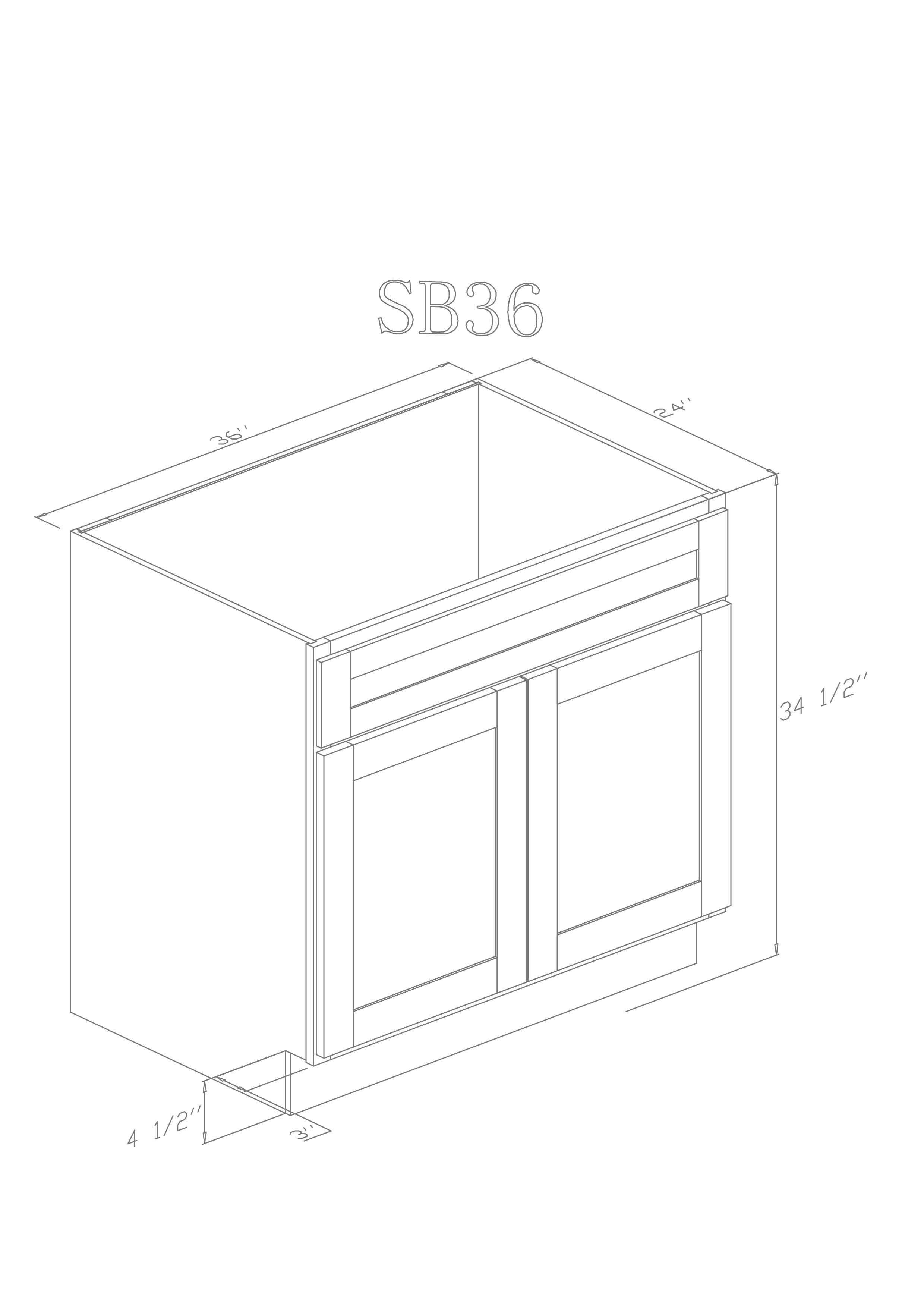 Base 36" - Slim White Shaker 36 Inch Sink Base Cabinet - ZCBuildingSupply