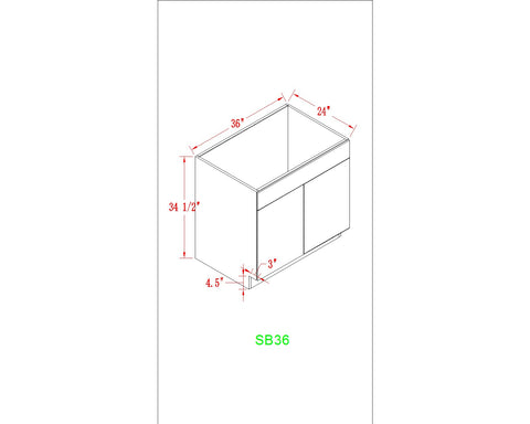 Base 36" - Shiny White 36 Inches Sink Base Cabinet