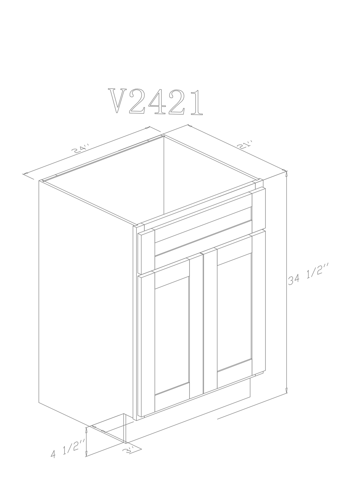 Natural Shaker Vanity 24"W x 21"D x 34.5"H-2 Doors NS-V2421