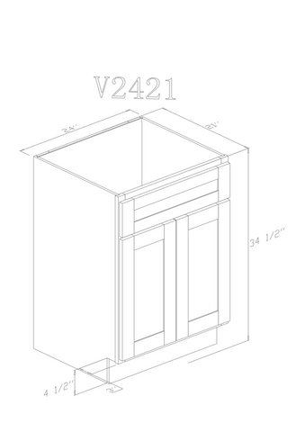 Natural Shaker Vanity 24"W x 21"D x 34.5"H-2 Doors NS-V2421