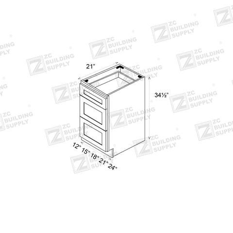 15" Vanity Light Grain (Without sink and countertop) 3 Drawers