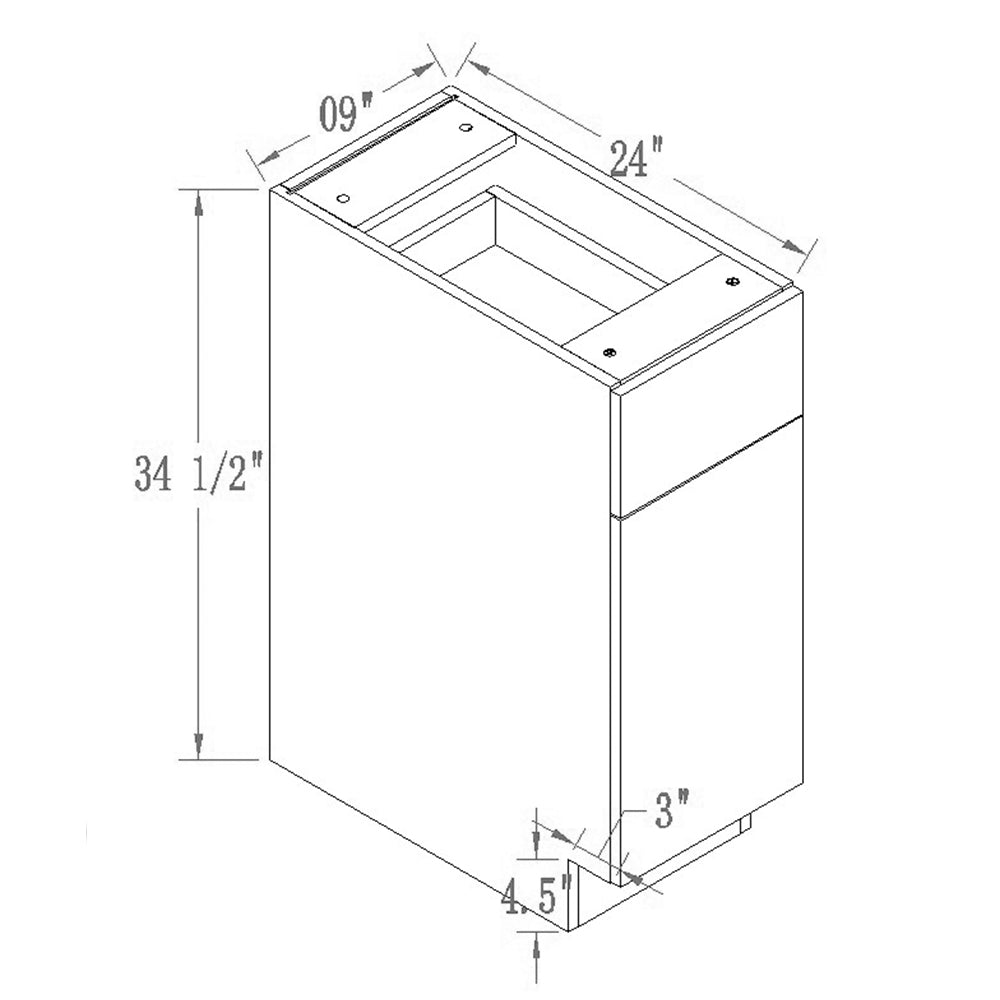 Modern Grey Frameless Kitchen Cabinet 9 Inch Base - ZCBuildingSupply