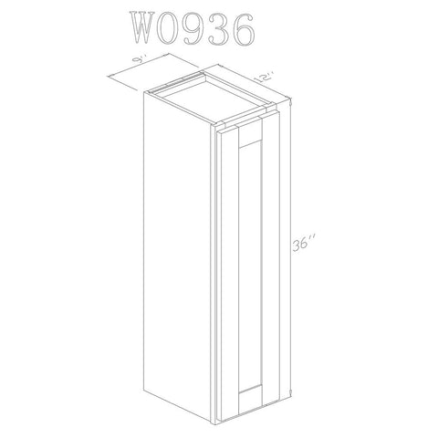 Wall 09" - Slim White Shaker 9 Inch Wall Cabinet - ZCBuildingSupply