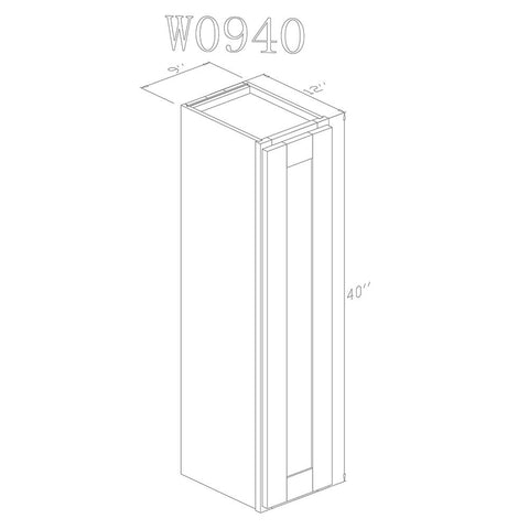 Wall 09" - Slim White Shaker 9 Inch Wall Cabinet - ZCBuildingSupply